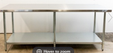 work table - 30"/84" - S/S - ISLAND Style - Omcan / 22076 - under shelf / galv - KD / 18ga / 430ss - N