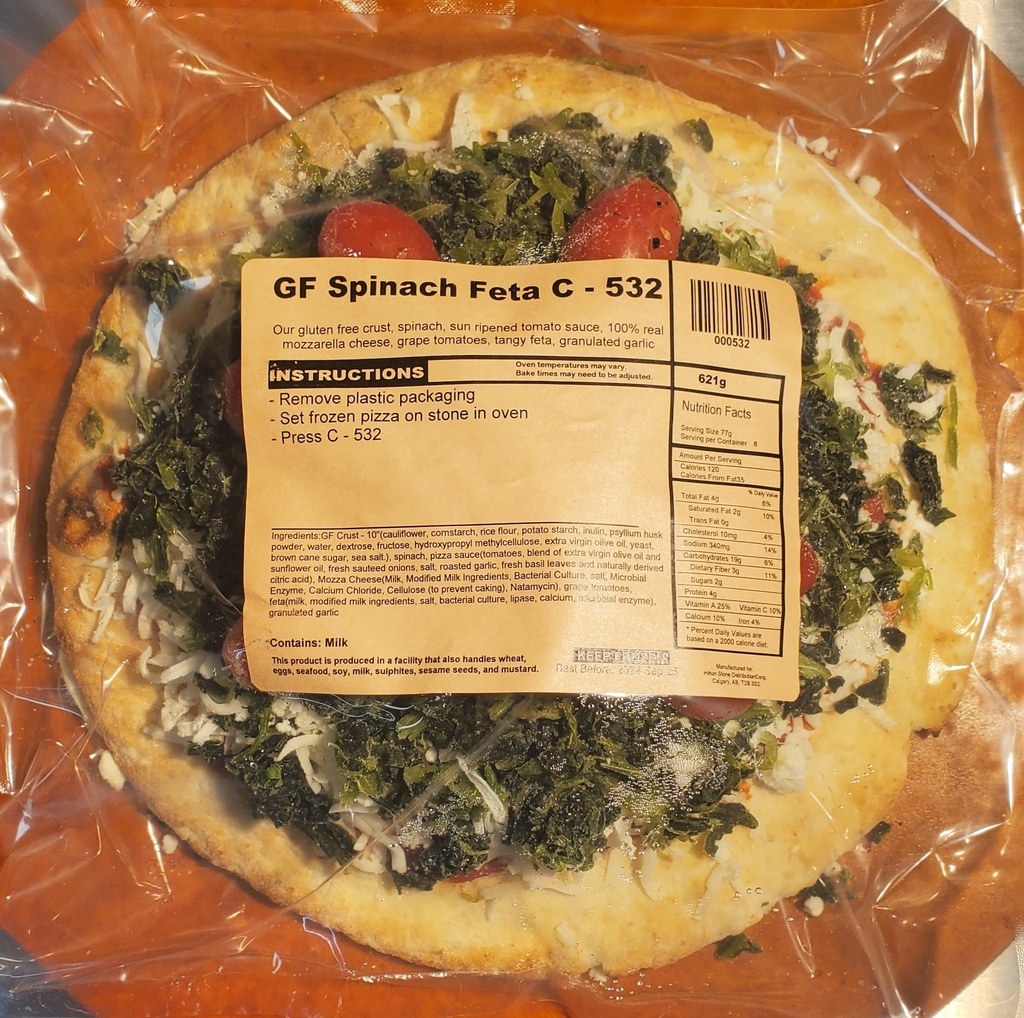 FB - GF - 10'' Pizza - Spinach & Feta- Each