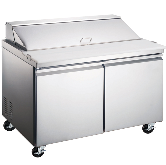 prep table - 60" - 2 door - std top / 16 pan - Omcan / 50047 - 2 shelf - casters - 115v/5a - N