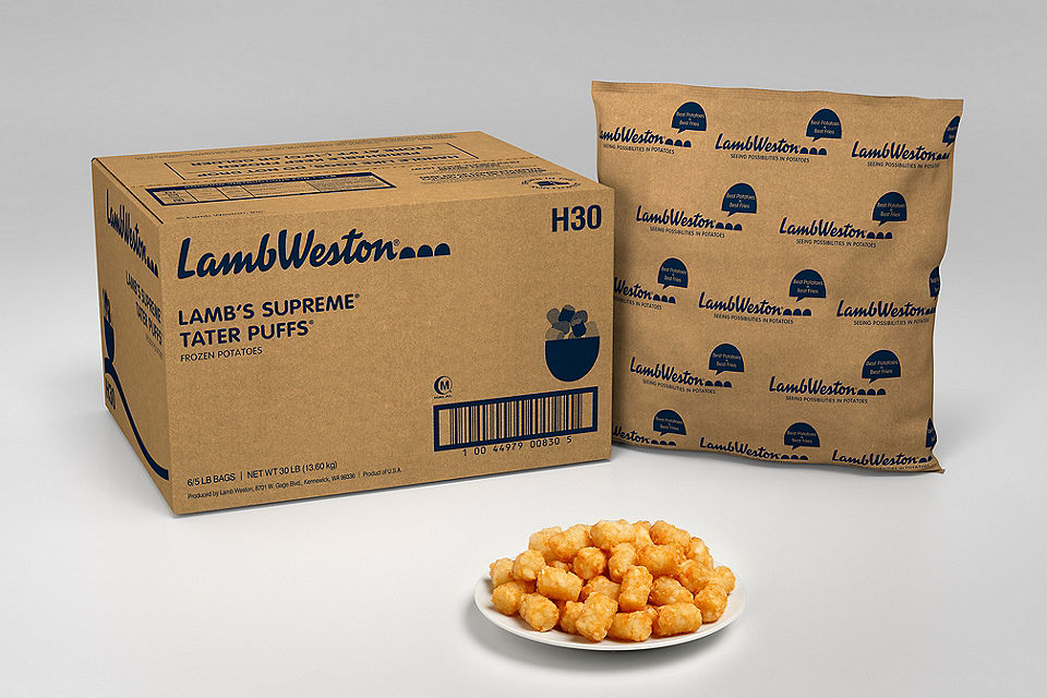 potato - BITES - tater puffs - 13.6kg - 52pc/lb - 6x5lb/case - LW