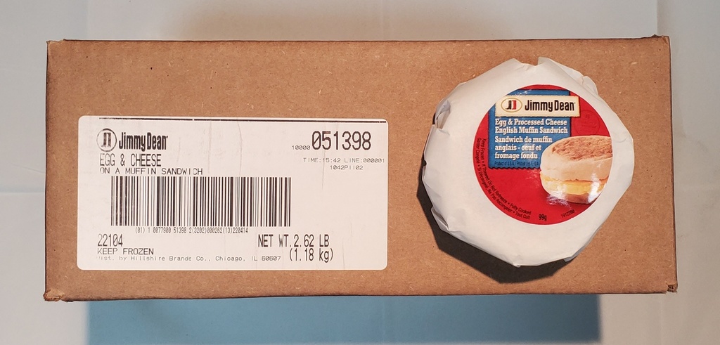 **TO BE DISCONTINUED** - Breakfast Sandwich - Egg & Cheese Muffin - Jimmy Dean - 12/case